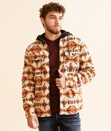 Departwest Southwestern Fleece Hooded Shacket front view
