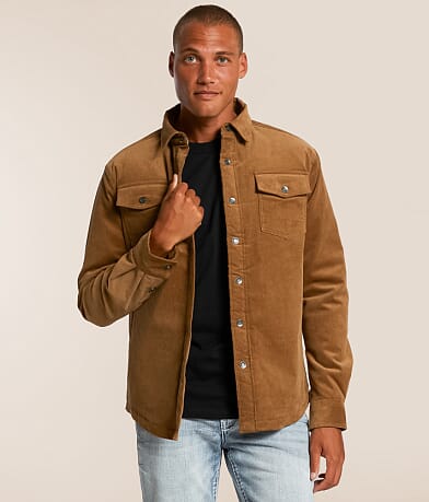 Departwest Tobacco Corduroy Shacket front view
