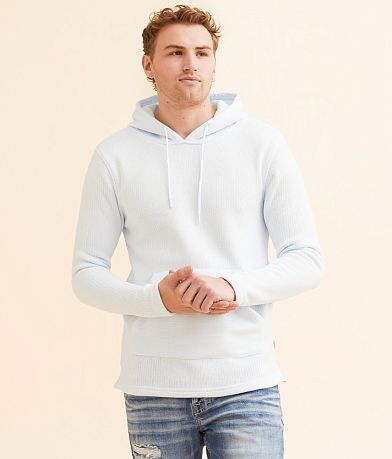 Departwest Cozy Stripe Hooded Sweatshirt front view