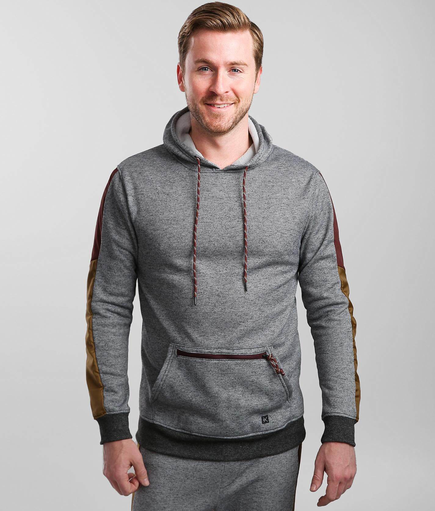 Departwest Pieced Nylon Hooded Sweatshirt - Men's Sweatshirts in Black Marl | Buckle