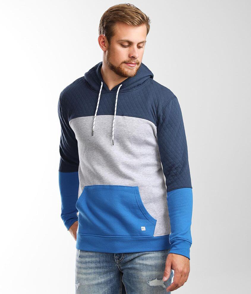 Departwest Quilted Color Block Hooded Sweatshirt front view