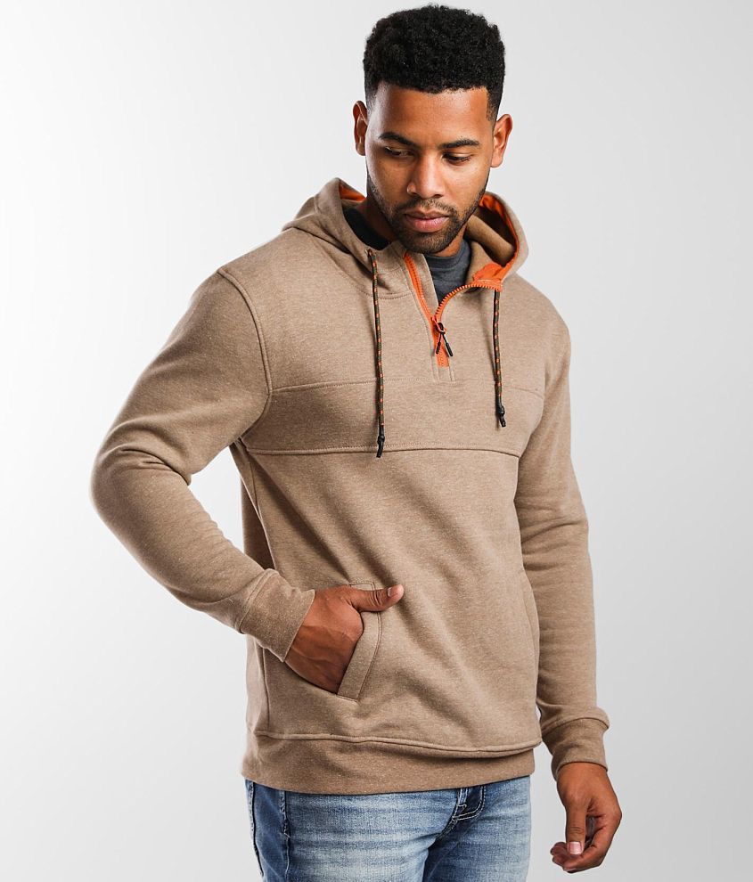 Departwest Quarter Zip Hoodie Men's Sweatshirts in Sepia Tint Buckle