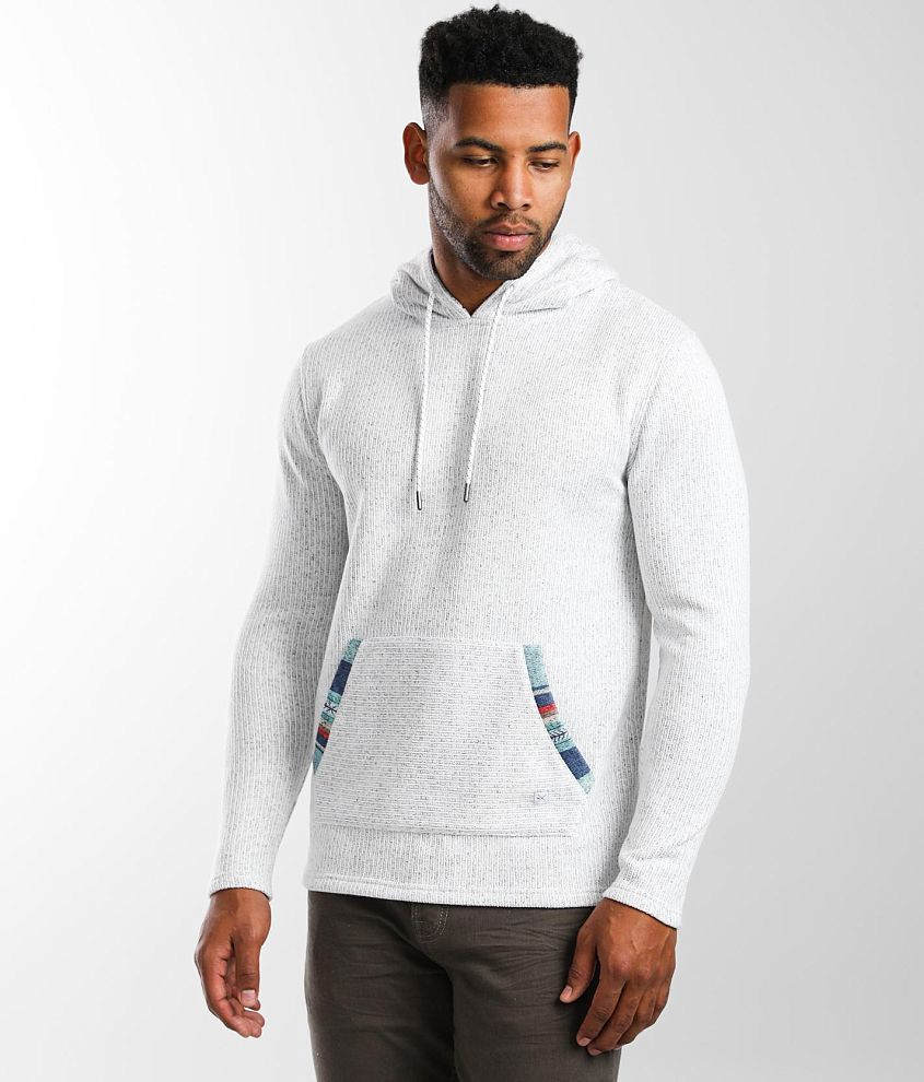 Departwest Rib Knit Hooded Sweatshirt front view