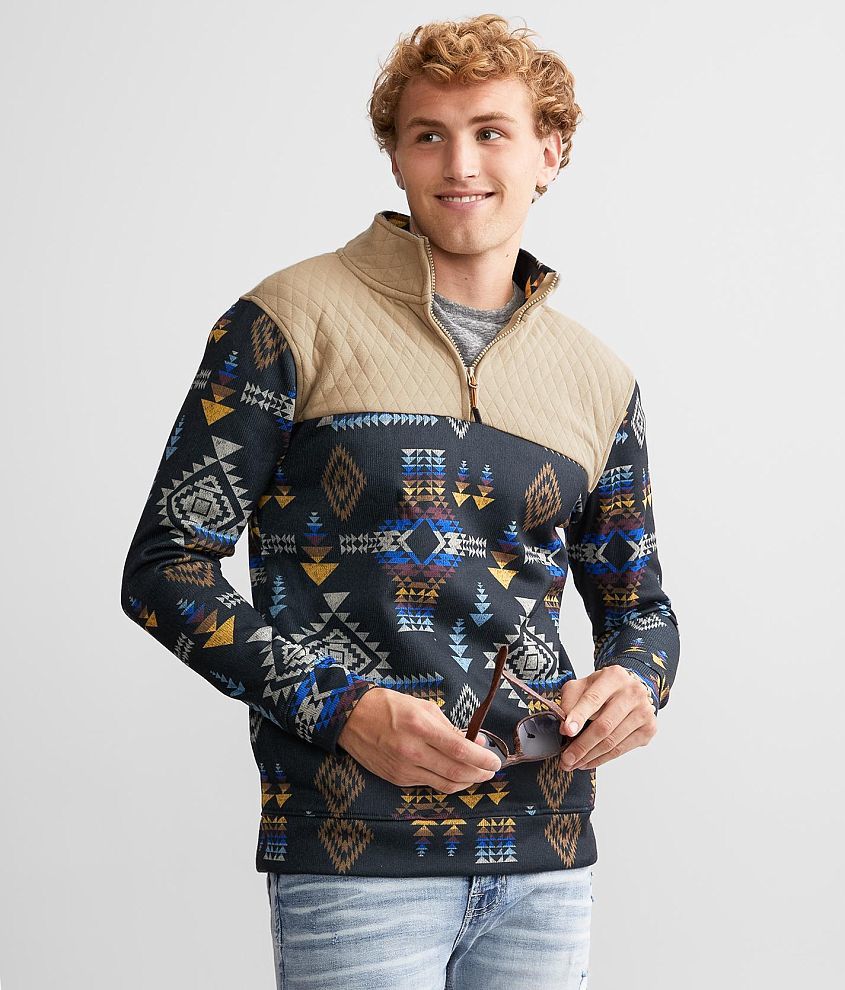 Departwest Aztec Pullover - Men's Sweatshirts in Black Crockery