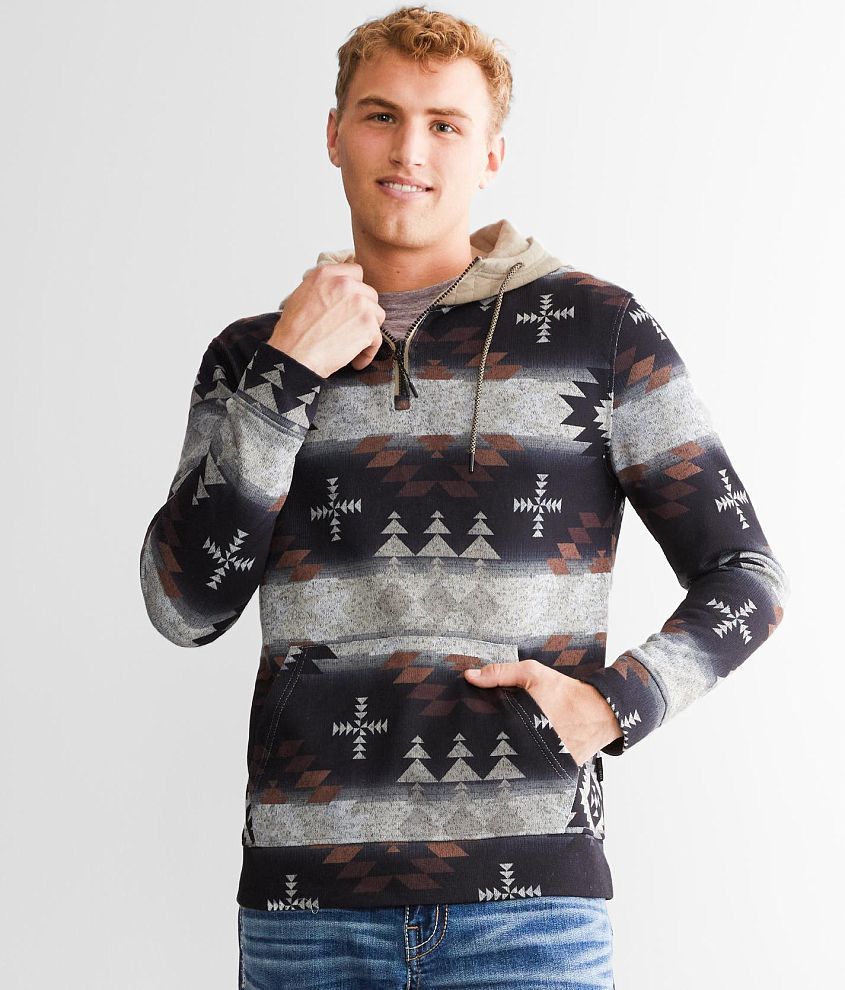 Departwest Pieced Aztec Hooded Sweatshirt - Men's Sweatshirts in Black