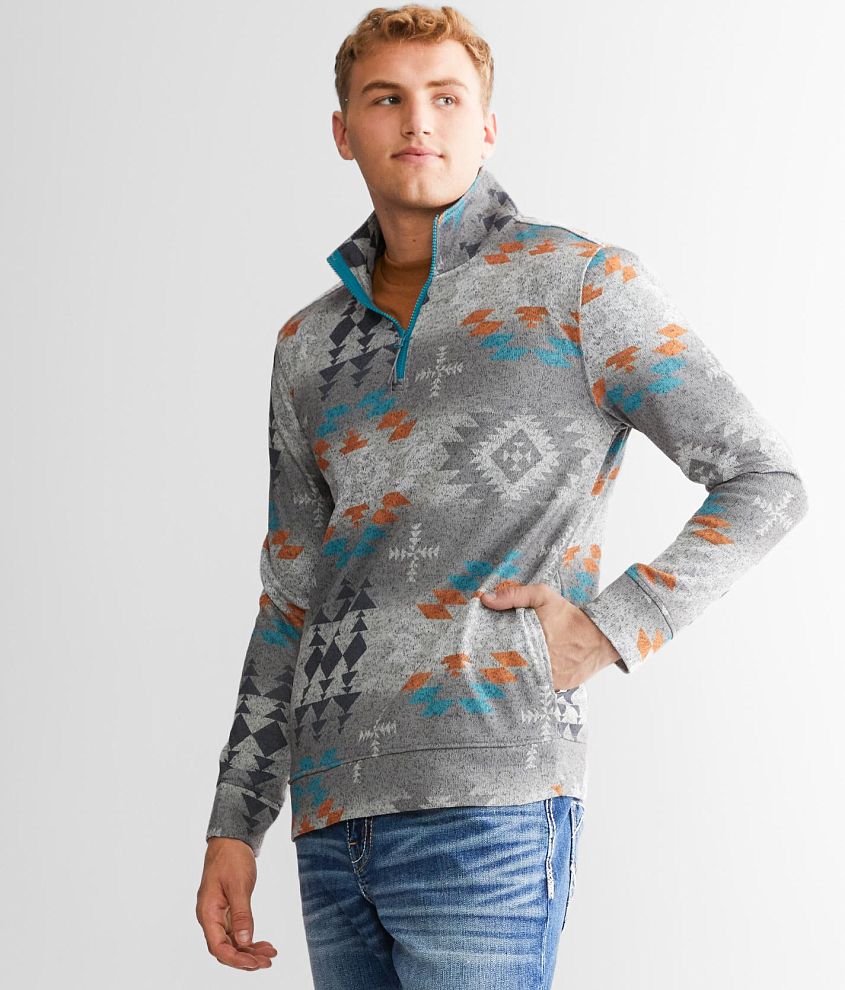 Departwest Aztec Quarter Zip Pullover - Men's Sweatshirts in Blue