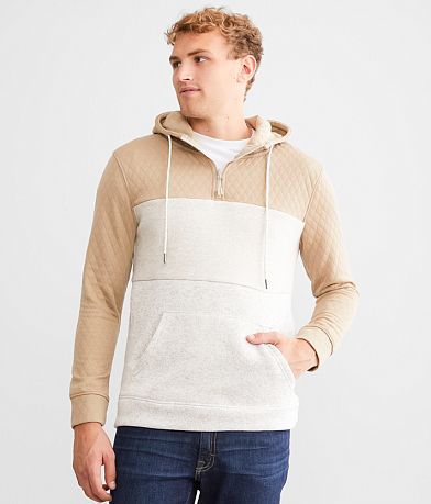Departwest Quilted Color Block Hoodie front view