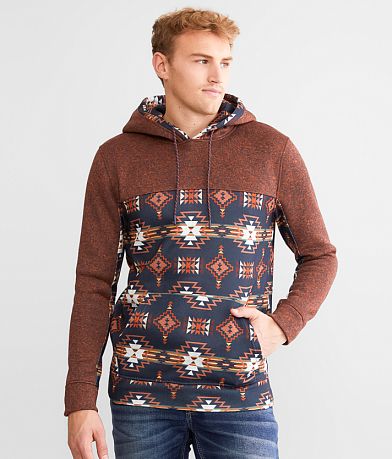 Departwest Aztec Polar Fleece Hoodie - Men's Sweatshirts in Amber Gold