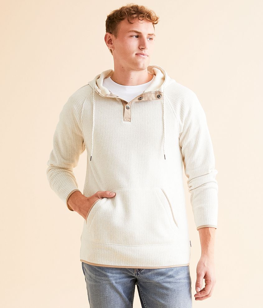 Departwest Cozy Henley Hooded Sweatshirt Cream X Large Men s