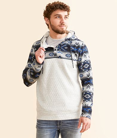 Departwest Southwestern Henley Hooded Sweatshirt front view