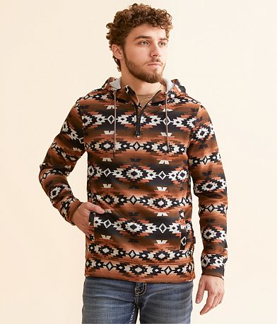 Departwest Southwestern Quarter Zip Hooded Sweatshirt front view