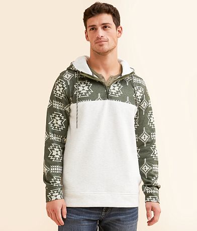 Departwest Pieced Southwestern Hooded Sweatshirt front view