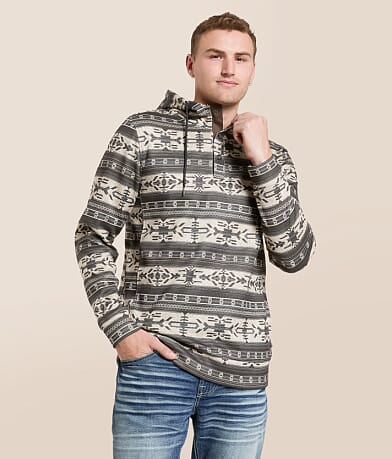 Departwest Southwestern Hooded Henley Sweatshirt front view