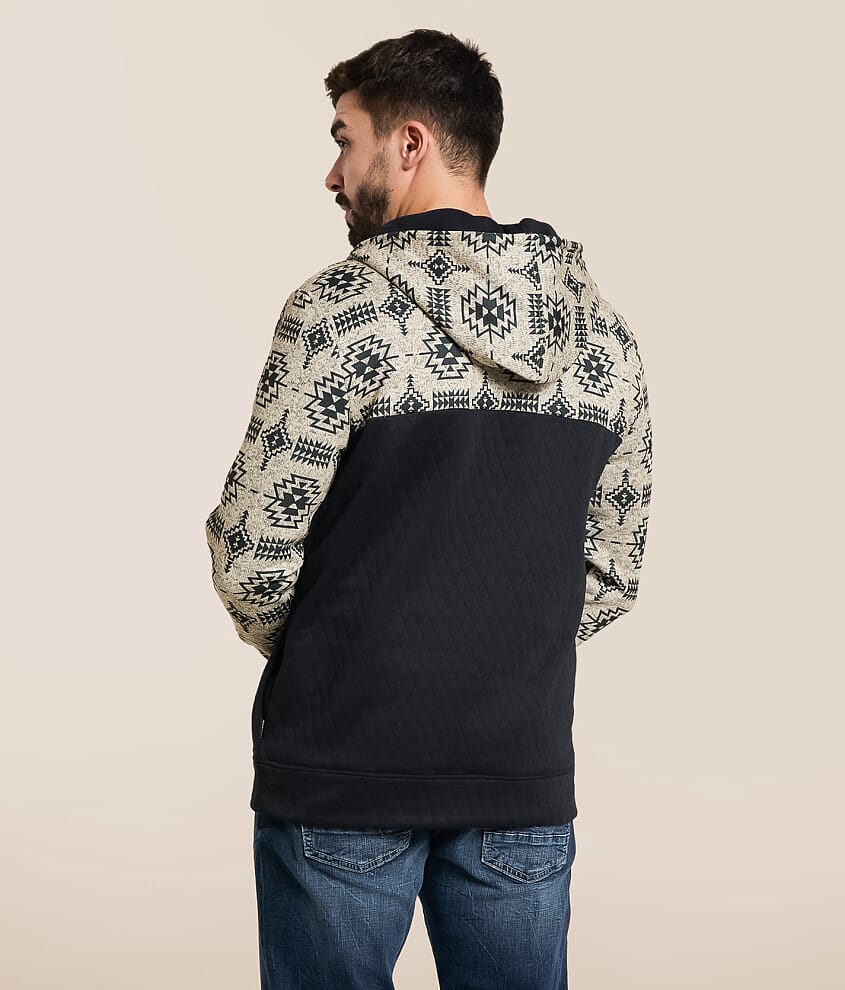 Pieced Quarter Snap Hooded Sweatshirt