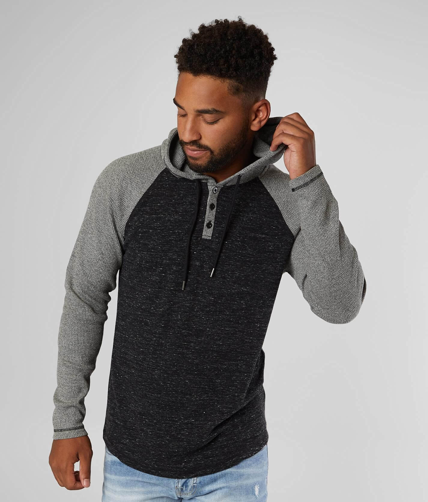 Lightweight henley outlet hoodie