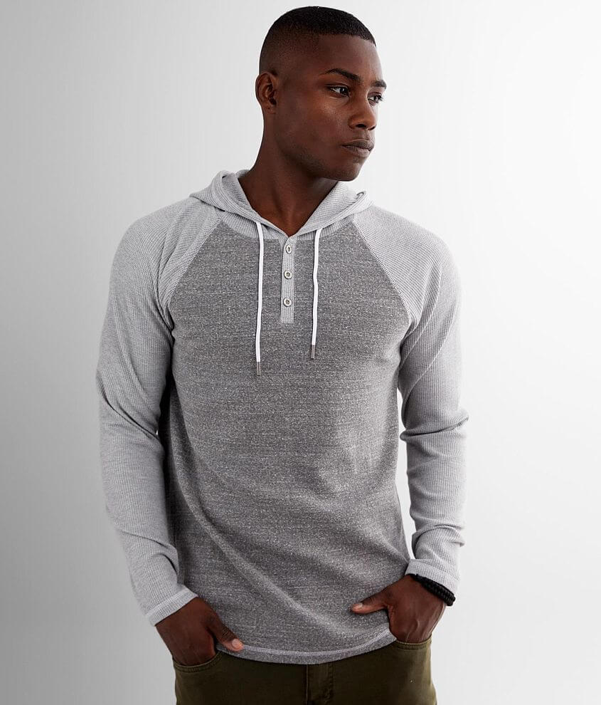 Thermal cheap henley hoodie