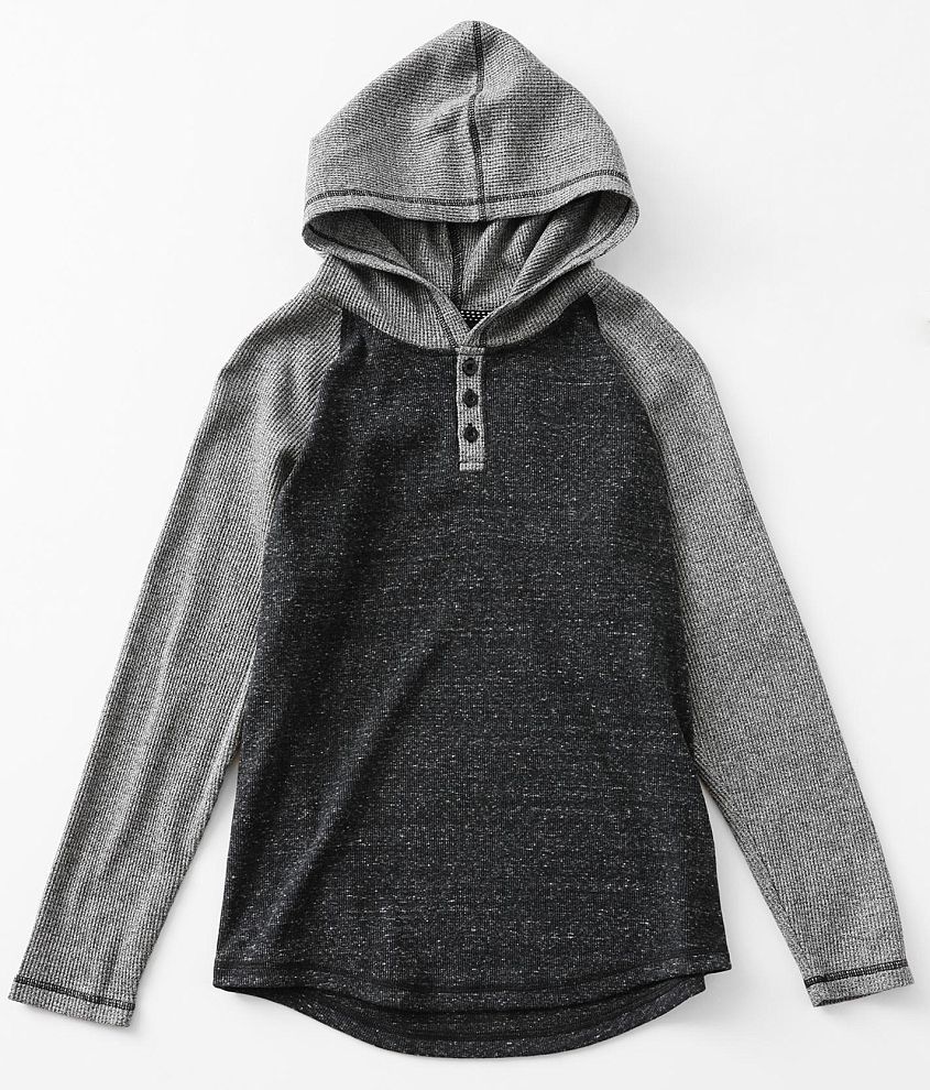 Boys - BKE Pieced Thermal Henley Hoodie front view