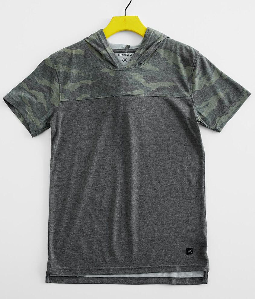 Boys - Departwest Camo Color Block Hooded T-Shirt front view