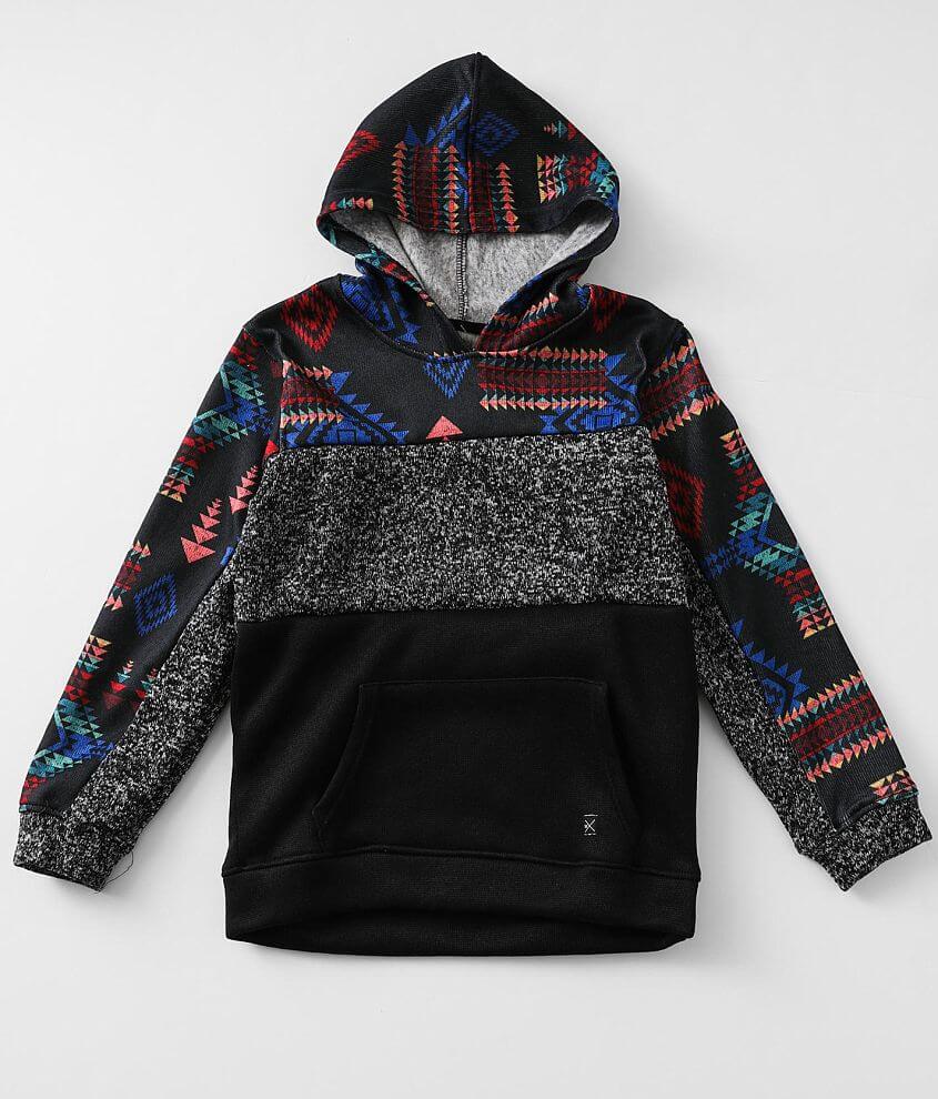 Departwest Pieced Aztec Hooded Sweatshirt - Men's Sweatshirts in Black