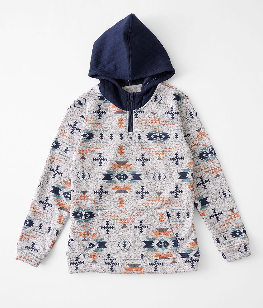 Boys - Departwest Southwest Quarter Zip Hooded Sweatshirt front view