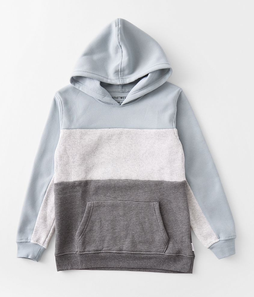 Blue color block online hoodie