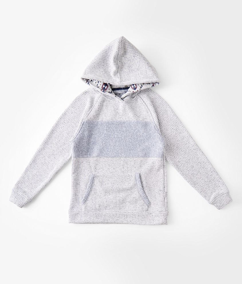 Boys - Departwest Striped Cozy Hooded Sweatshirt front view