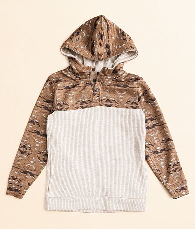 Departwest Boys - Southwestern Henley Hooded Sweatshirt front view