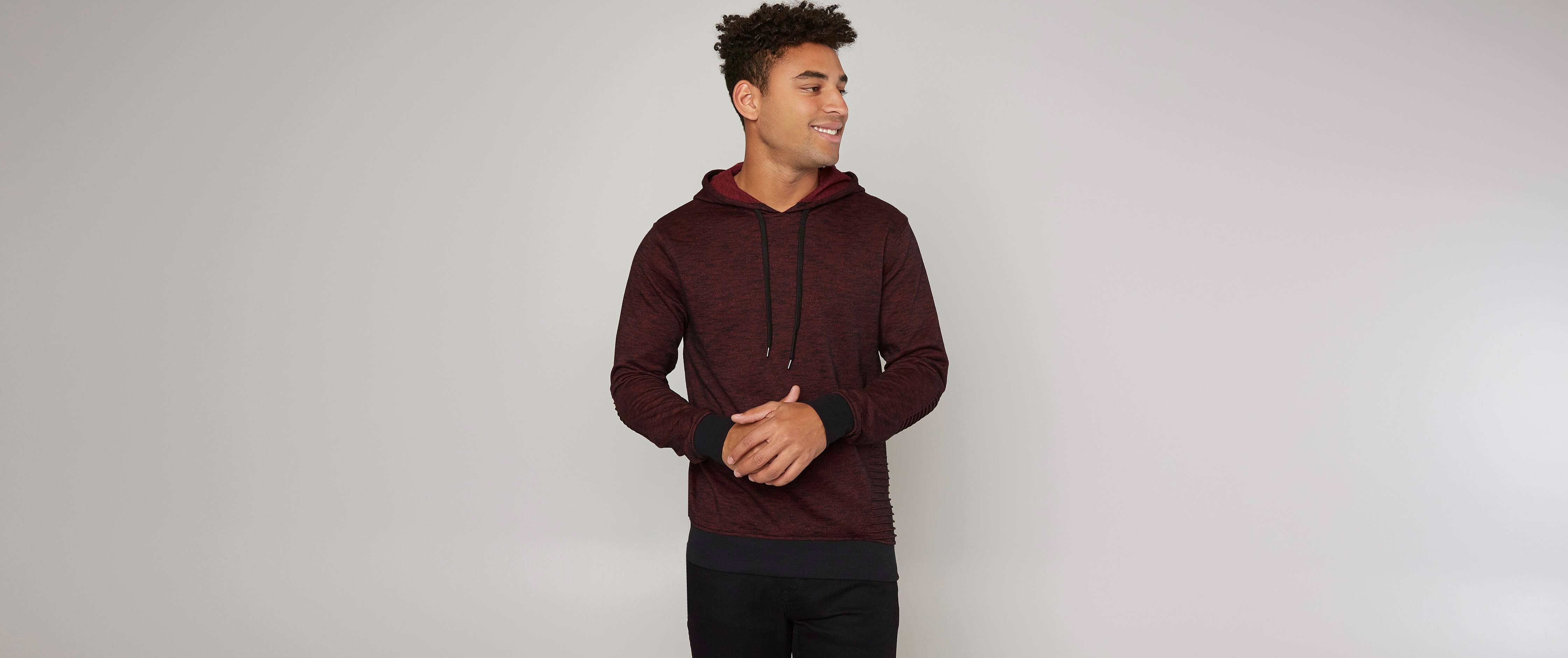 maroon and black hoodie