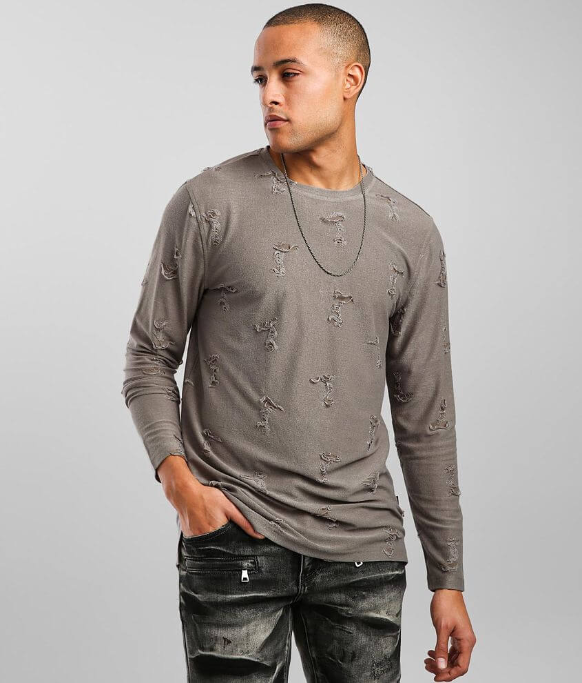 Nova Industries Distressed Long Body T-Shirt front view