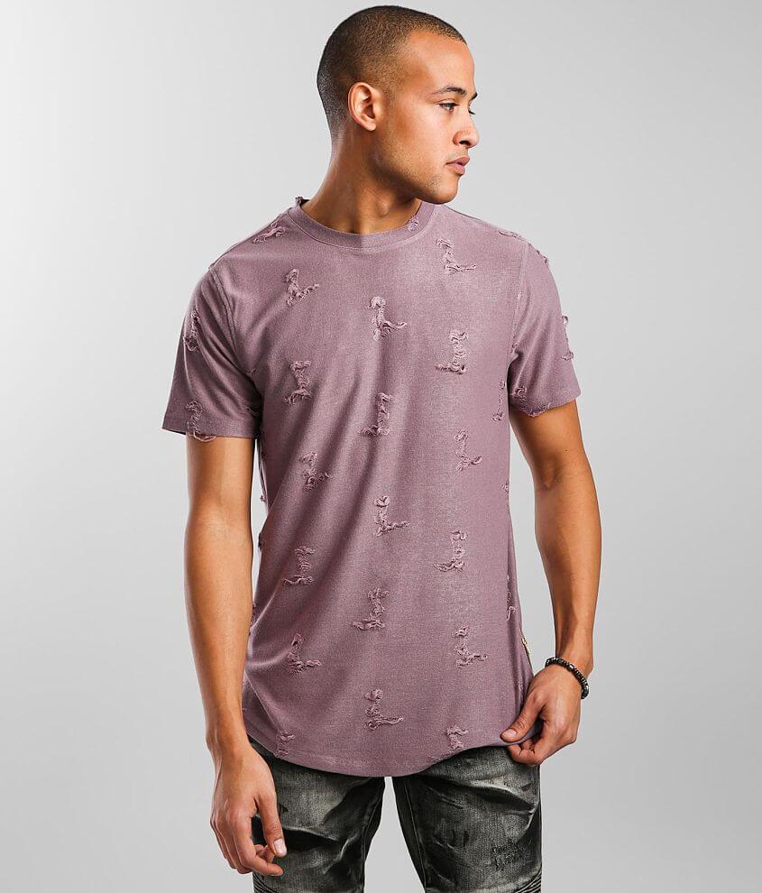 Nova Industries Shredded Long Body T-Shirt - Men's T-Shirts in Mauve