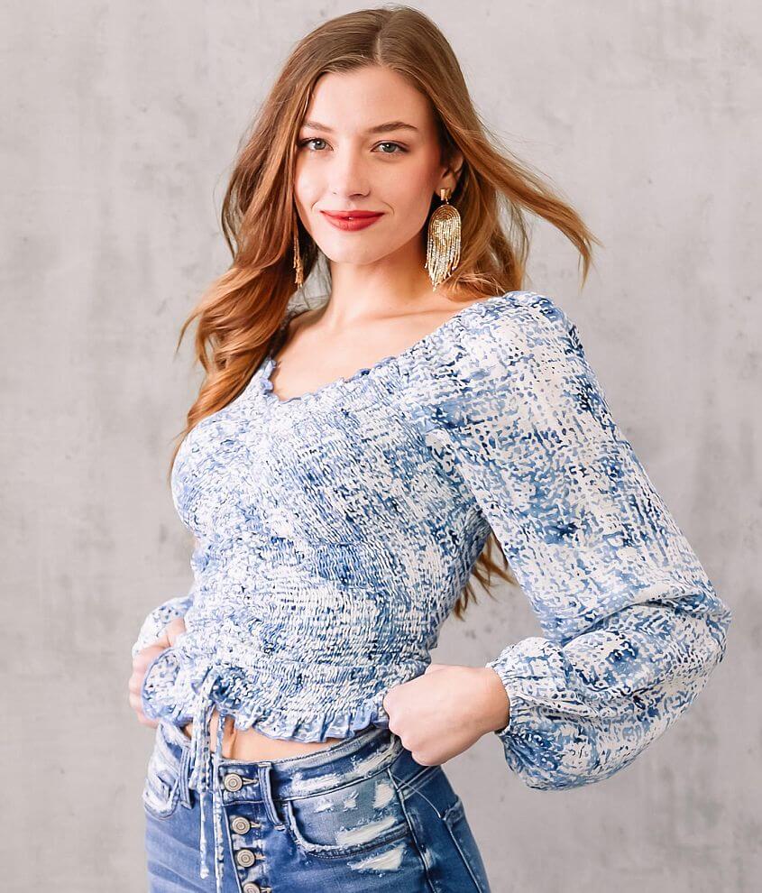 Willow & Root Smocked Cinch Front Top - Women's Shirts