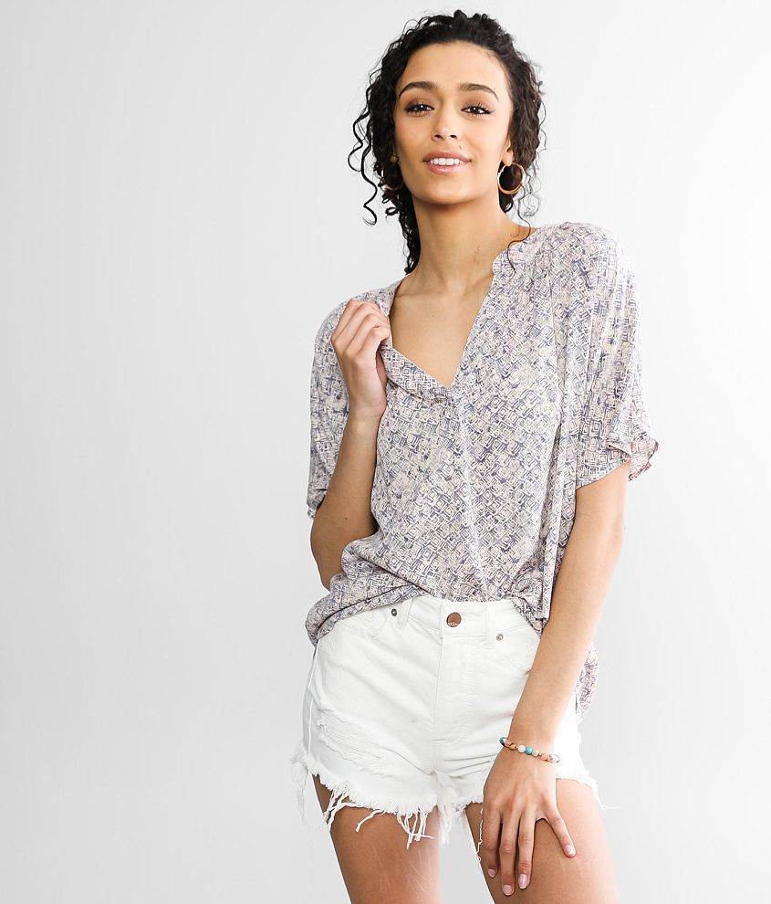 Daytrip Split Neck Top - Women's Shirts/Blouses in Multi