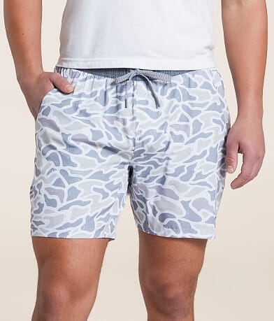 BURLEBO White Camo Athletic Stretch Short front view