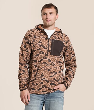 BURLEBO Blaze Tech Quarter Zip Camo Hoodie front view