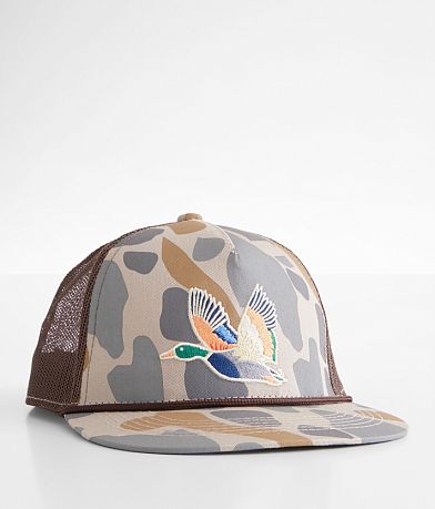 BURLEBO Retro Camo Duck Trucker Hat front view
