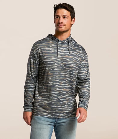 BURLEBO Tiger Stripe Camo Wetland Performance Hoodie front view