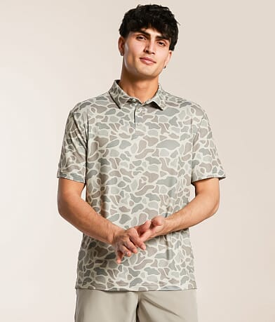 BURLEBO Classic Deer Camo Performance Polo front view
