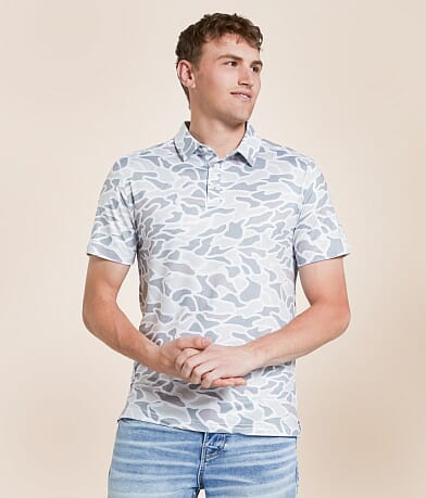 BURLEBO White Camo Performance Polo front view