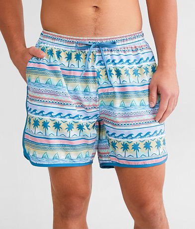 BURLEBO Palms & Fins Swim Trunks front view