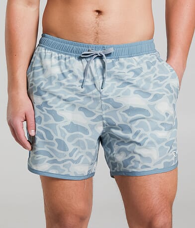 BURLEBO Seaside Camo Stretch Swim Trunks front view