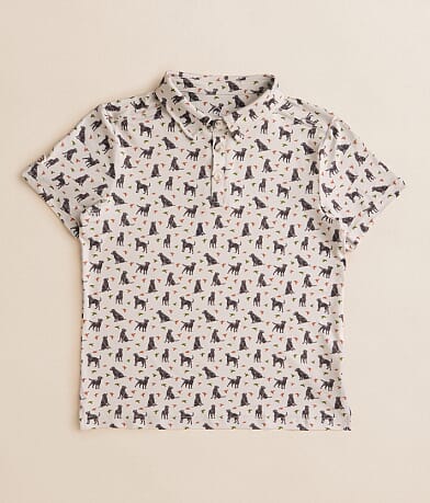 BURLEBO Boys - Ducks & Dogs Performance Polo front view