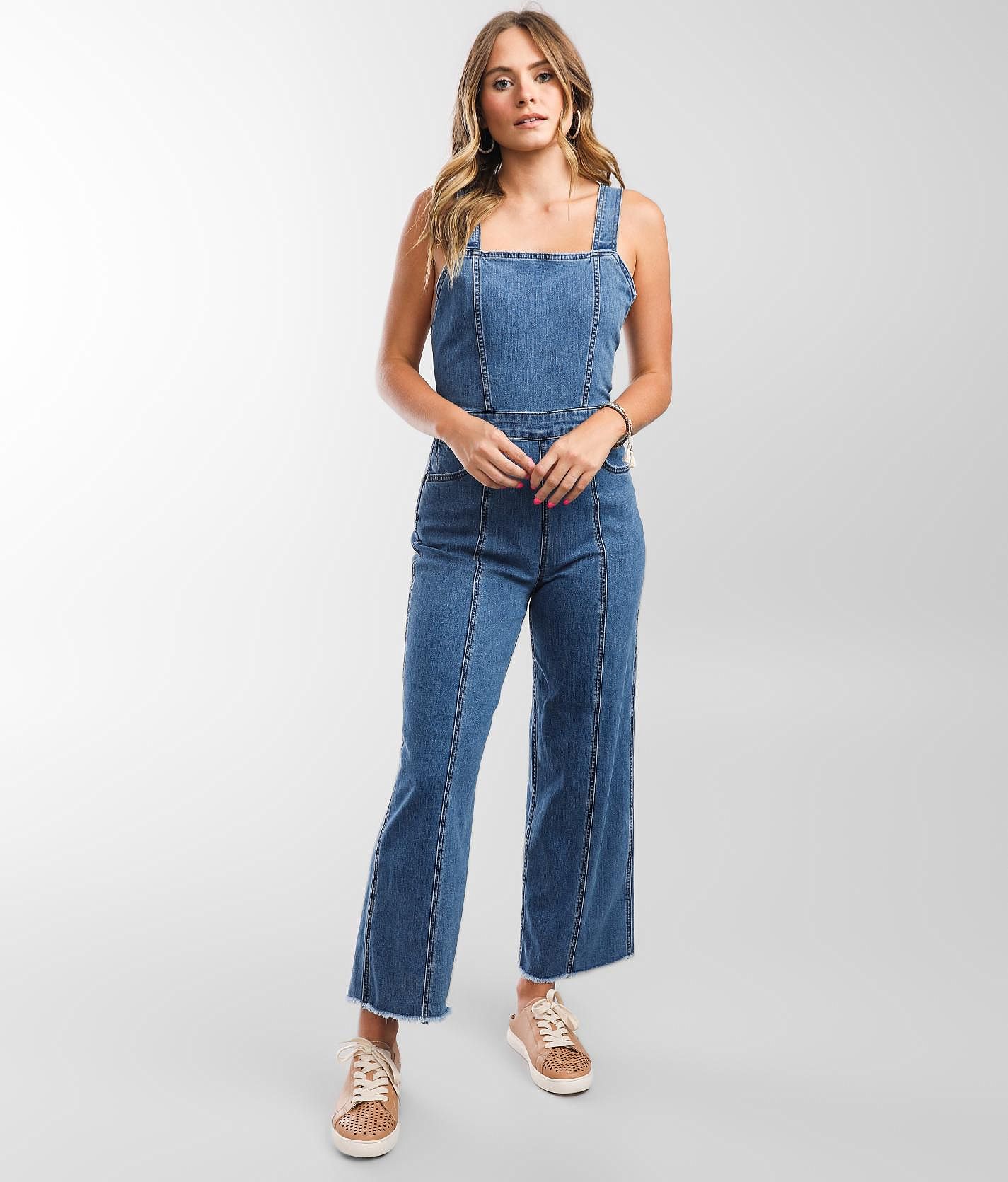 Billabong x Wrangler® Western Sun Denim Overalls - Women's Rompers/Jumpsuits  in Blue Rinse | Buckle