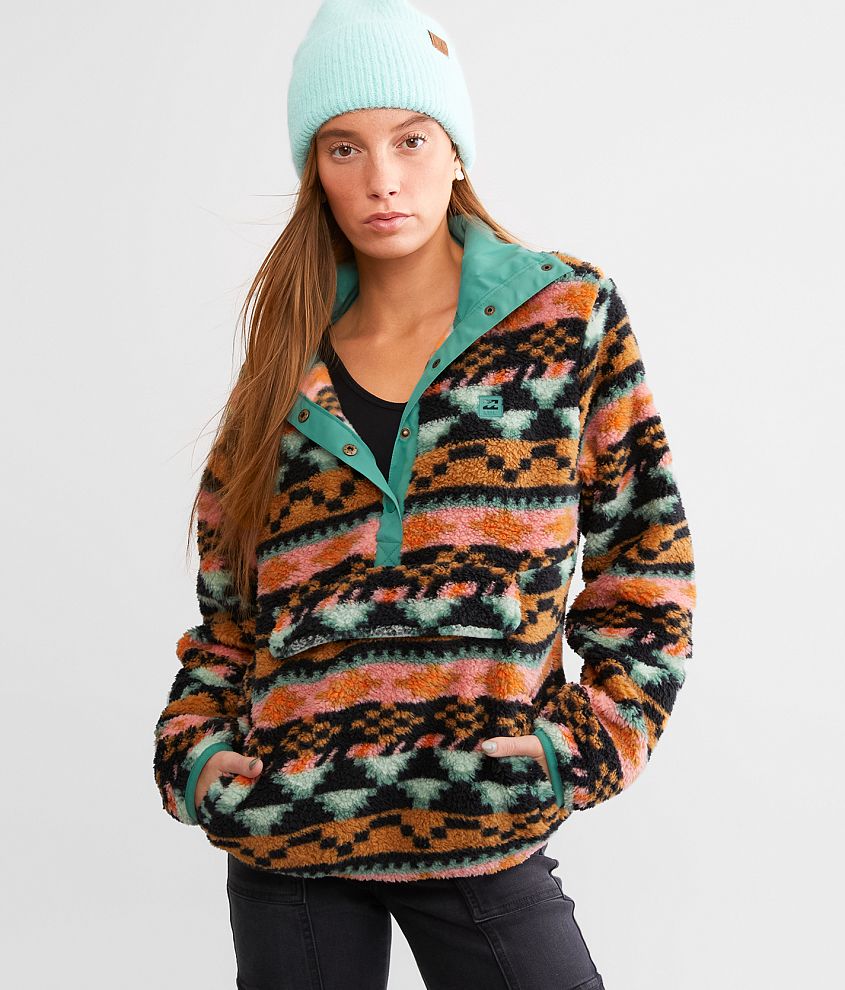 Billabong Switchback Faux Fur Pullover - Women's Sweatshirts in Black ...