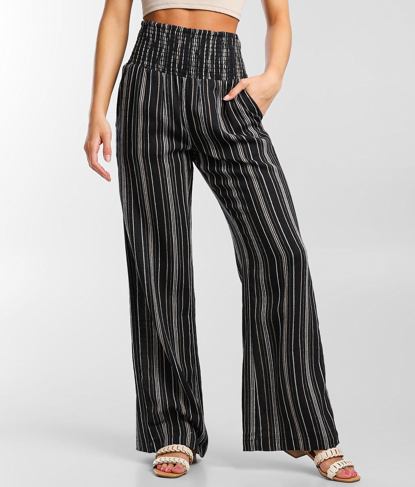 Billabong New Waves Wide Leg Pant - Women's Pants in Off Black