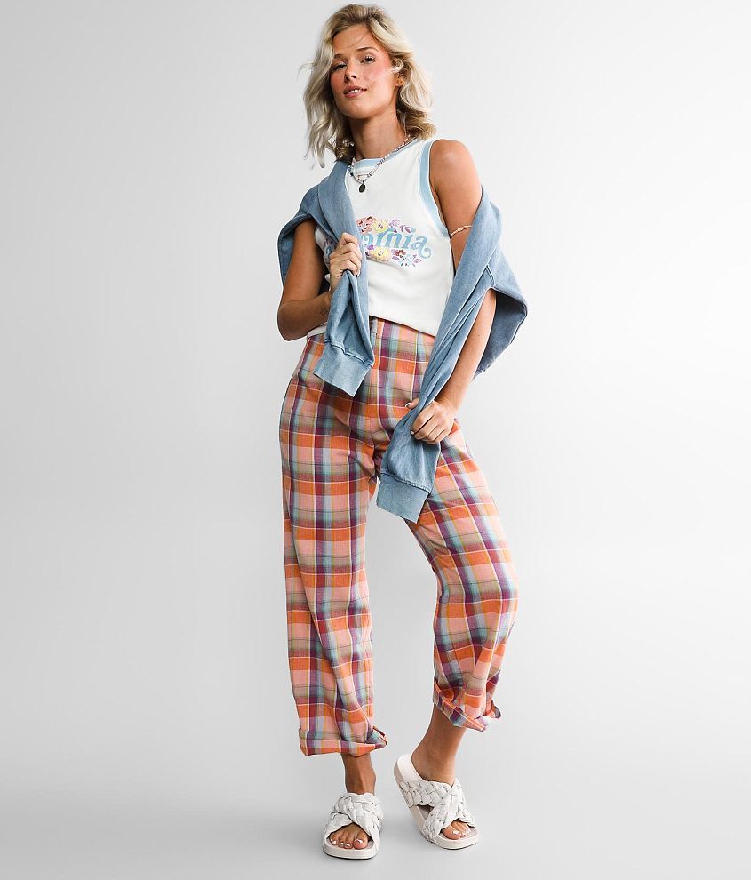 Billabong Break Point Cropped Plaid Pant front view