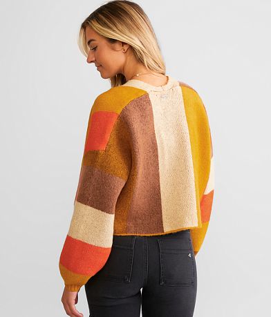 Billabong Block Out Cropped Cardigan Sweater BACK