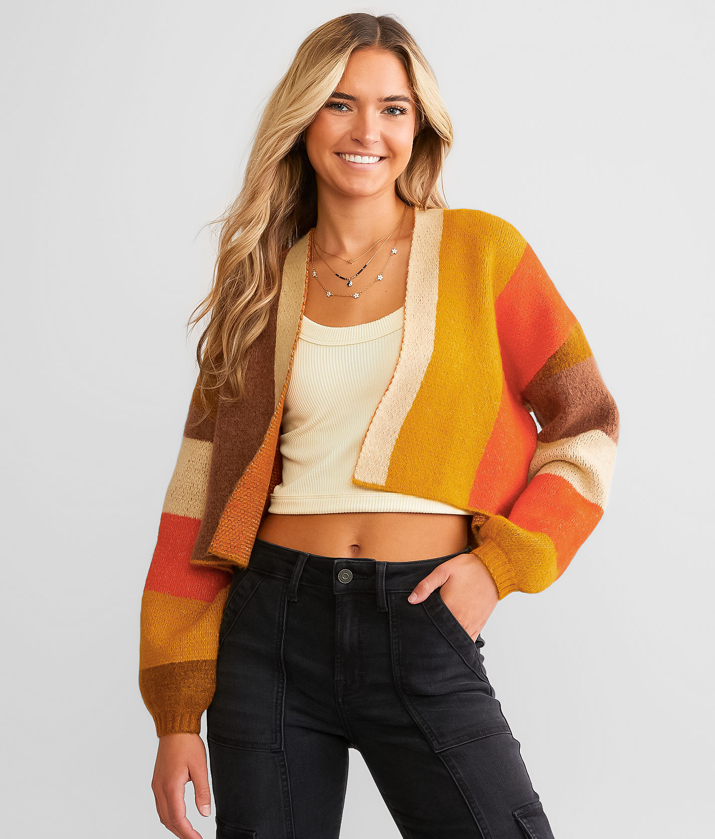 Billabong Block Out Cropped Cardigan Sweater Women s Sweaters in