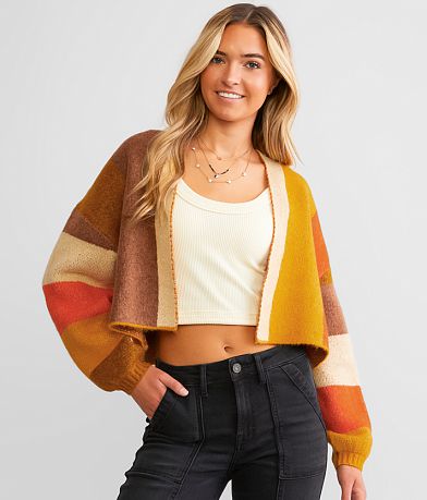 Billabong Block Out Cropped Cardigan Sweater FULL_LEFT_SIDE