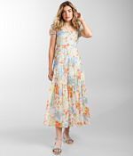 Billabong Sunrise Floral Maxi Dress Women s Dresses in White Multi Buckle