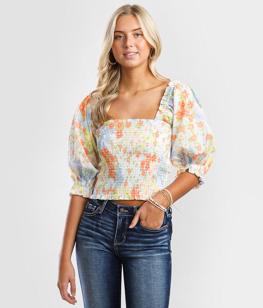 Billabong Feeling Groovy Floral Cropped Top front view